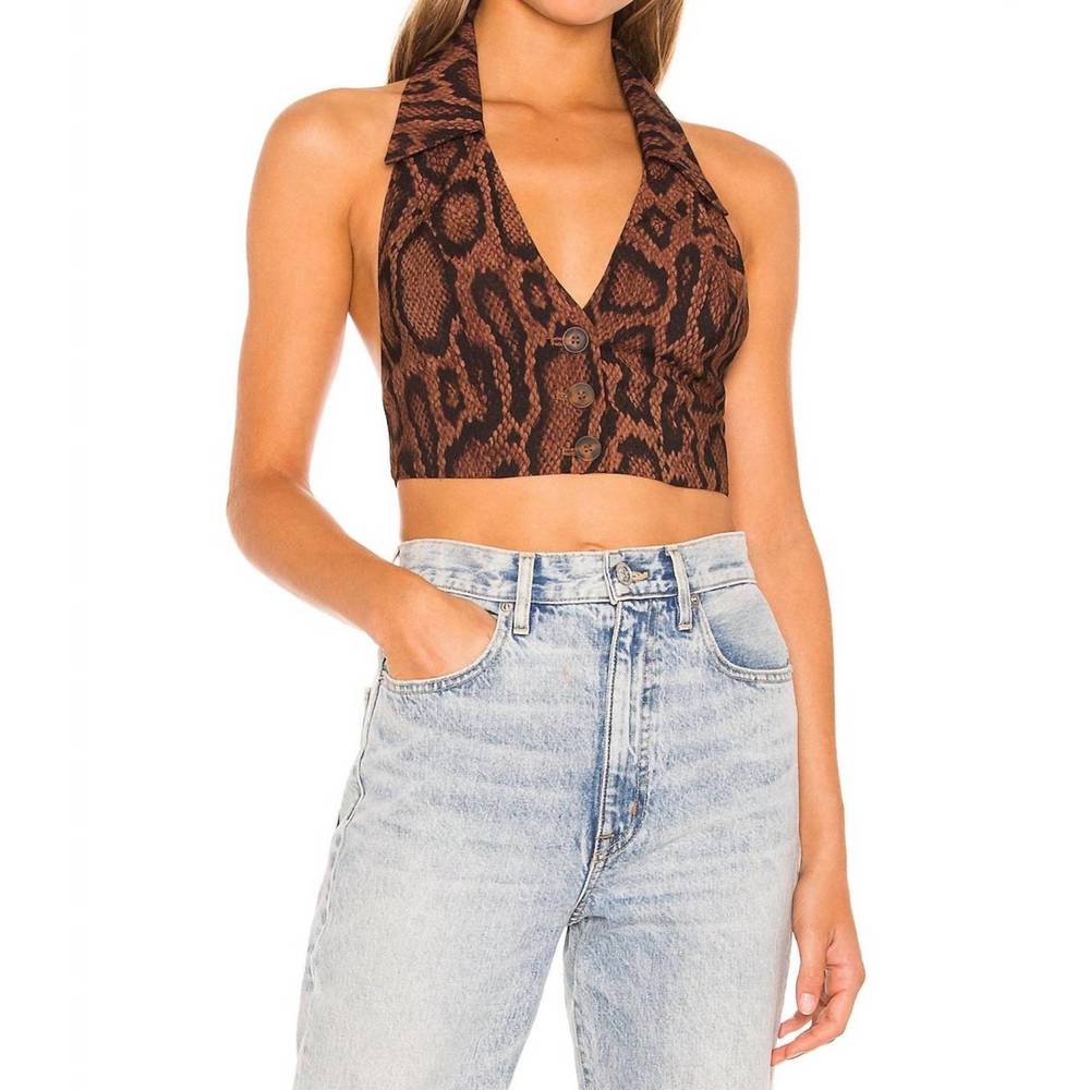 NEW WWW bella halter-neck vest in brown